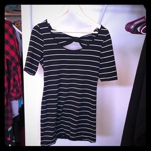 Cute shirt, striped, bows on back.